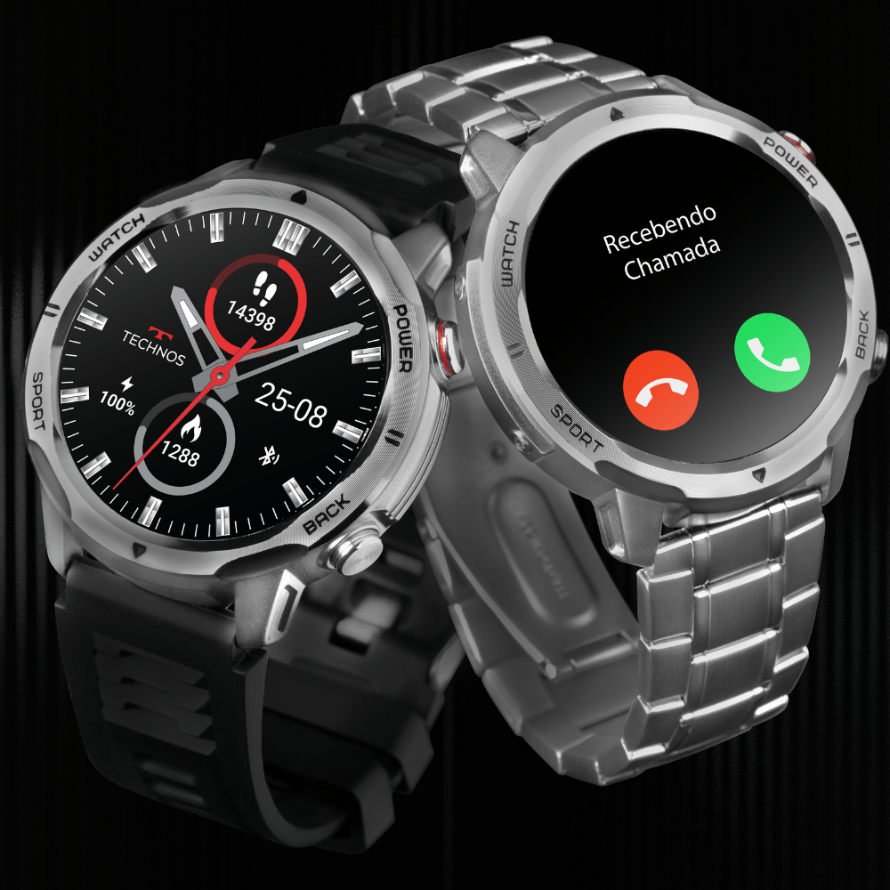 Smartwatch Technos Connect Sports Call Prata