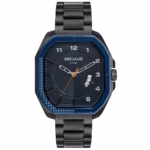 Relógio Seculus Masculino Hexagonal Preto Esportivo