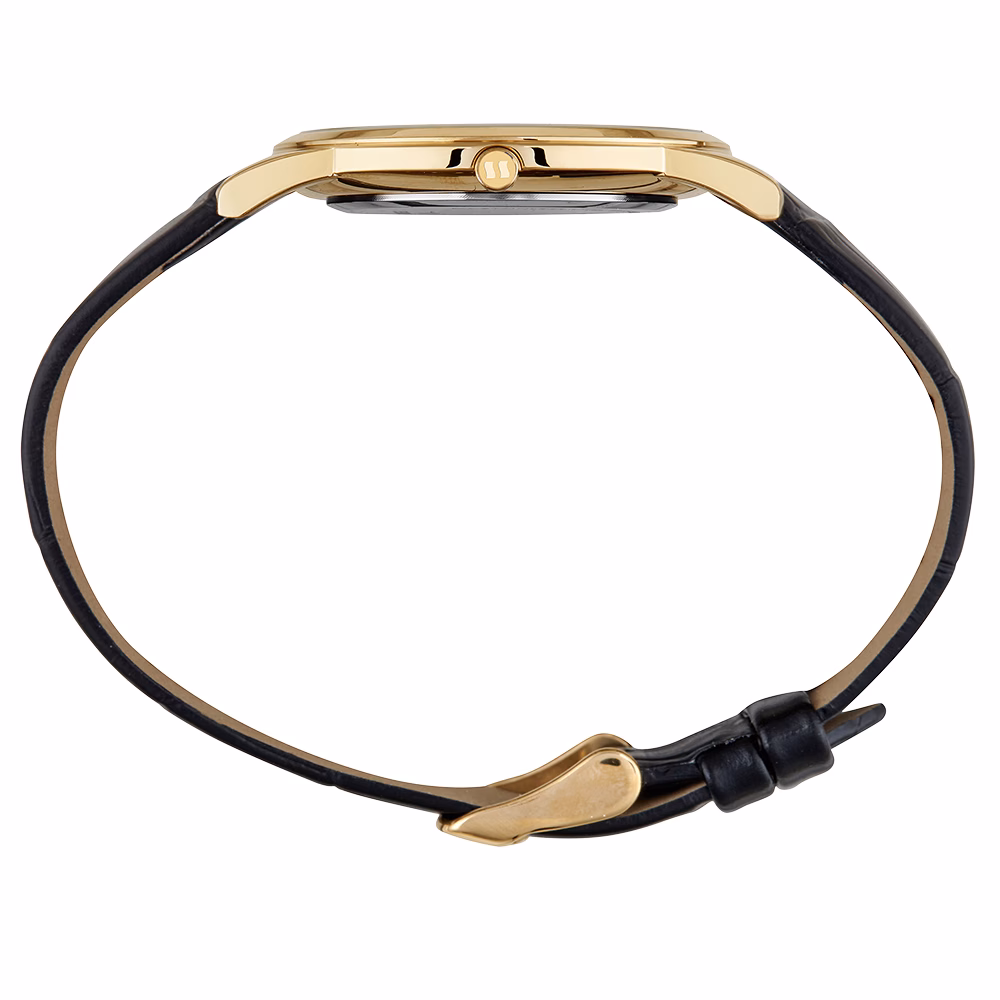 Relógio Seculus Masculino Slim Dourado Pulseira Couro Preta