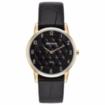 Relógio Seculus Masculino Slim Dourado Pulseira Couro Preta