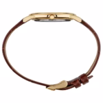 Relógio Seculus Masculino Slim Dourado Pulseira Couro Marrom