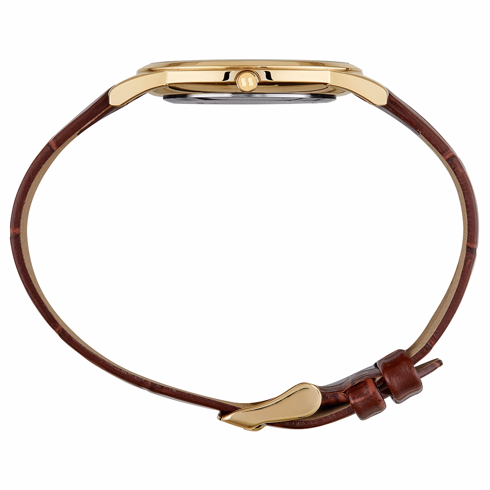 Relógio Seculus Masculino Slim Dourado Pulseira Couro Marrom