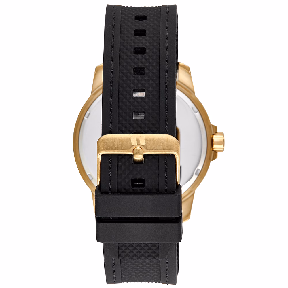 Relógio Seculus Masculino Dourado Pulseira Silicone Preta