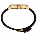 Relógio Seculus Masculino Dourado Pulseira Silicone Preta