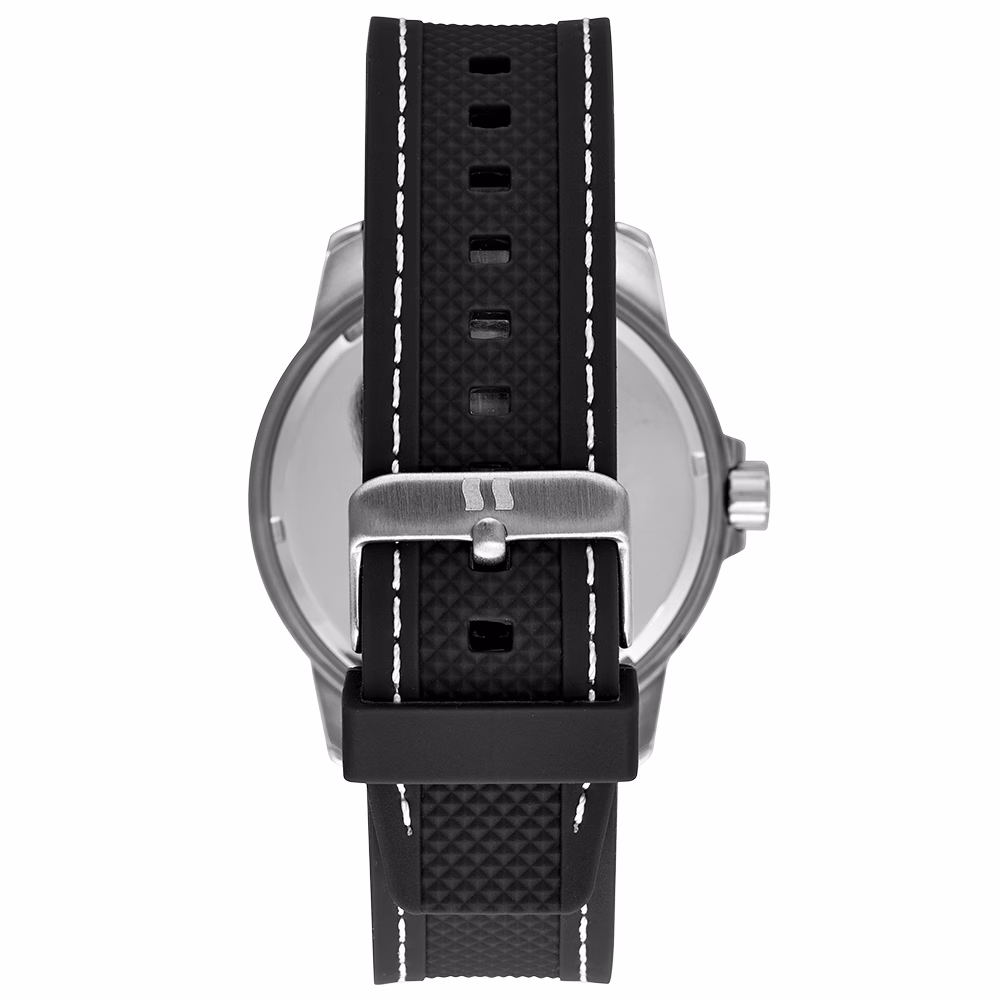 Relógio Seculus Masculino Prata Pulseira Silicone Preta