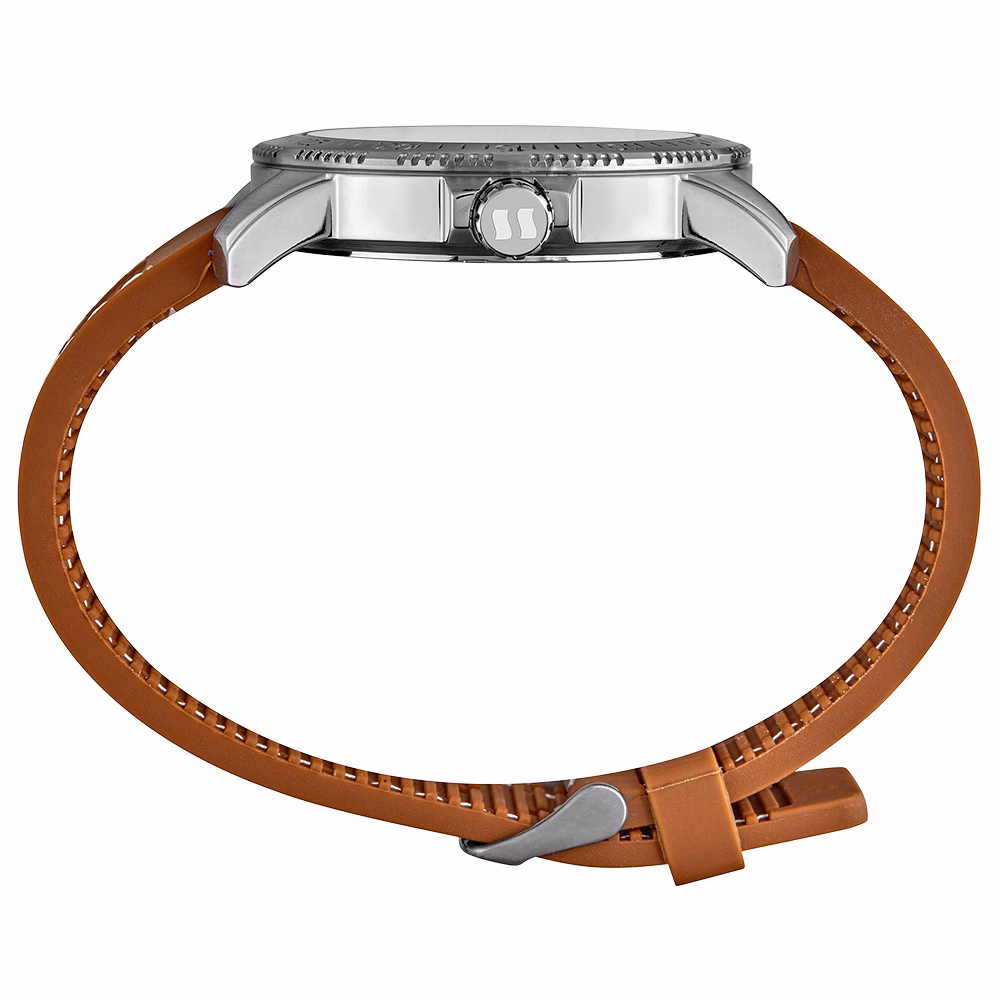 Relógio Seculus Masculino Prata Pulseira Silicone Marrom