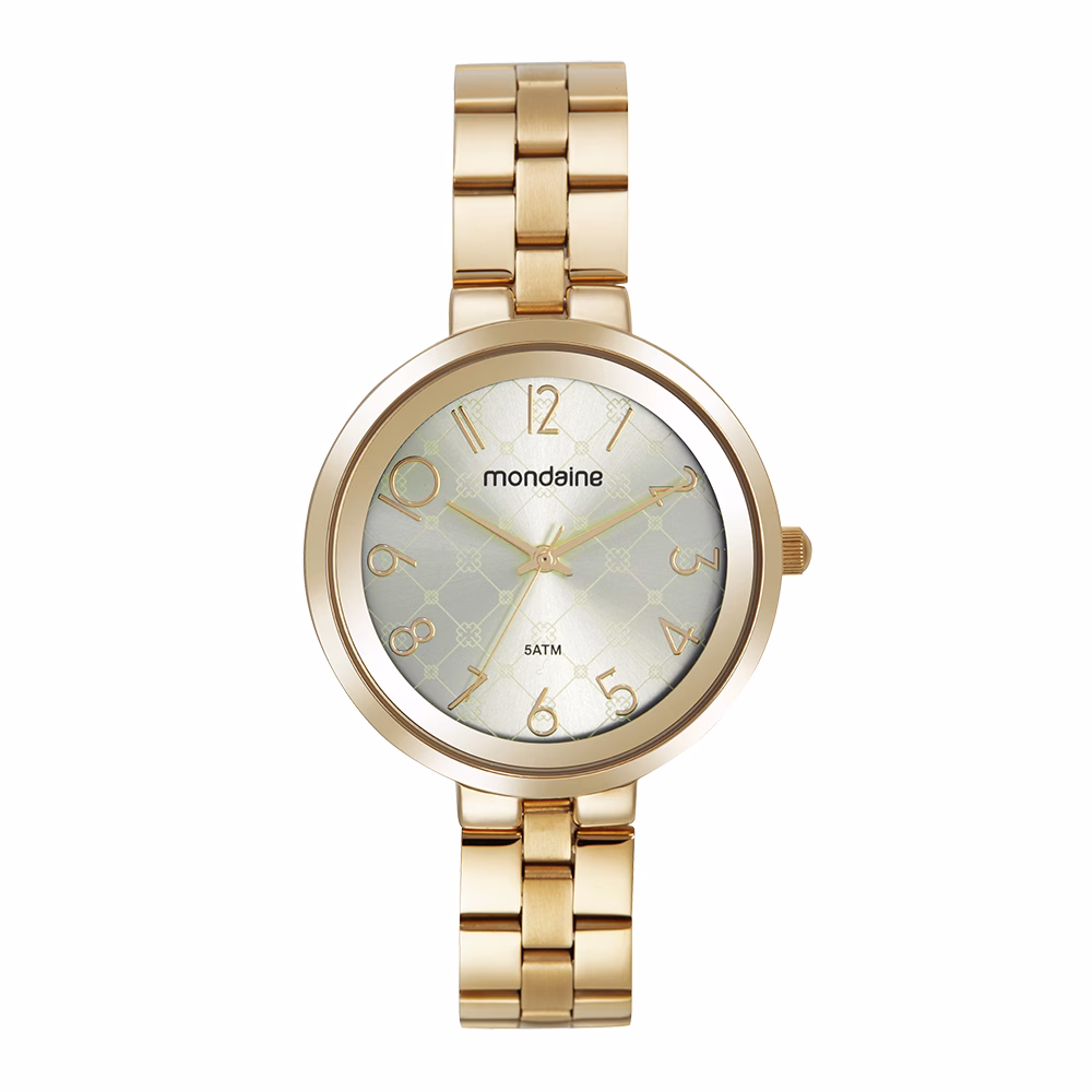 Relógio Mondaine Feminino Dourado Com Detalhes no Mostrador