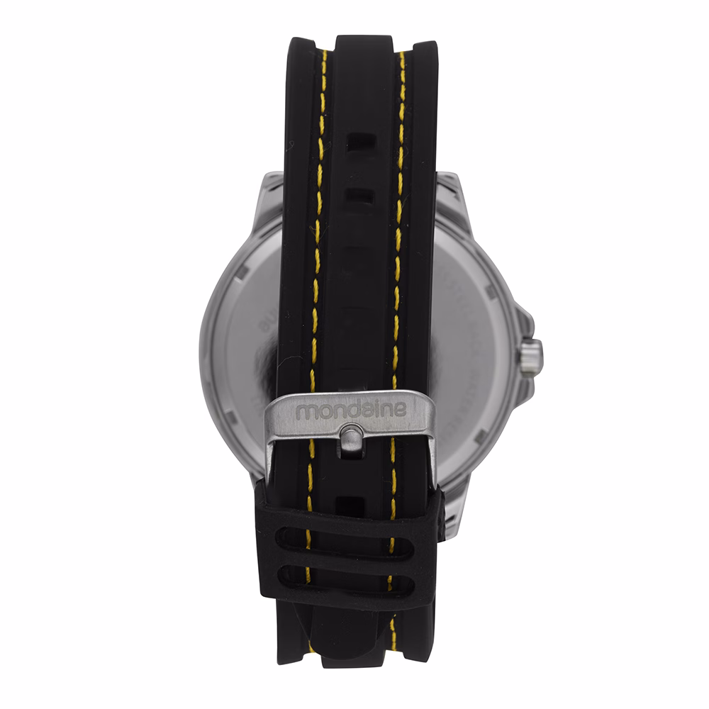 Relógio Mondaine Masculino Esportivo Pespontos Silicone Prata