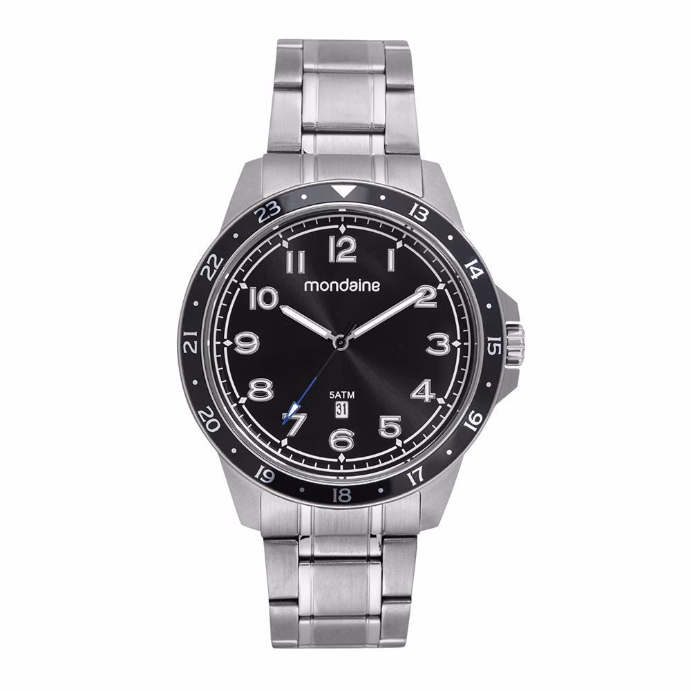 Relógio Mondaine Masculino Com Calendário Prata