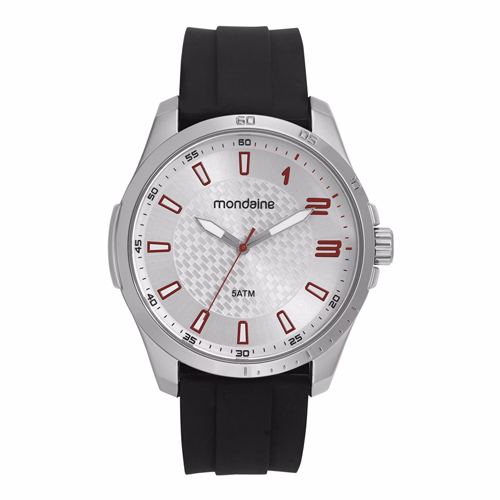 Relógio Mondaine Masculino Prata Esportivo Pulseira Silicone