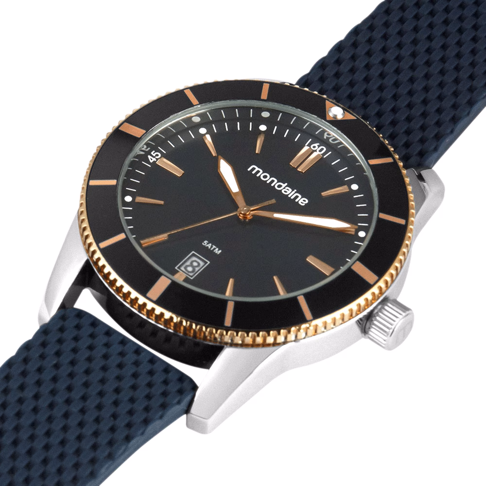 Relógio Mondaine Masculino Texturizado Silicone Azul
