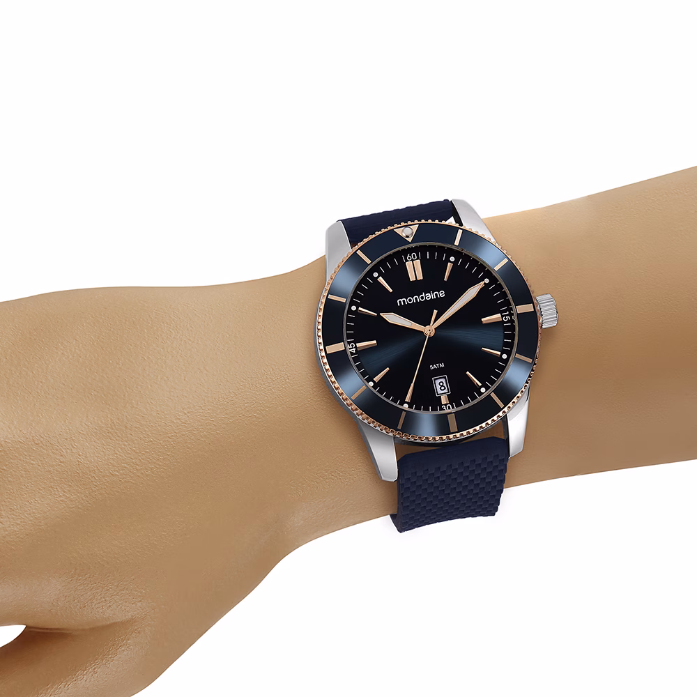 Relógio Mondaine Masculino Texturizado Silicone Azul