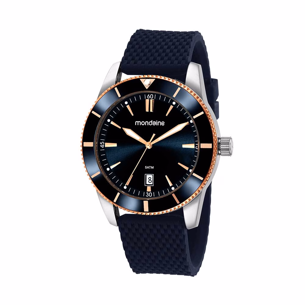 Relógio Mondaine Masculino Texturizado Silicone Azul