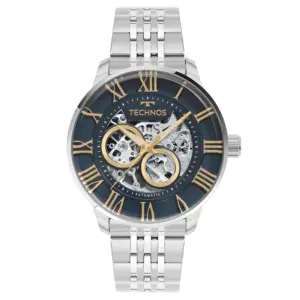 Relógio Technos Masculino Prata Skeleton Automatico