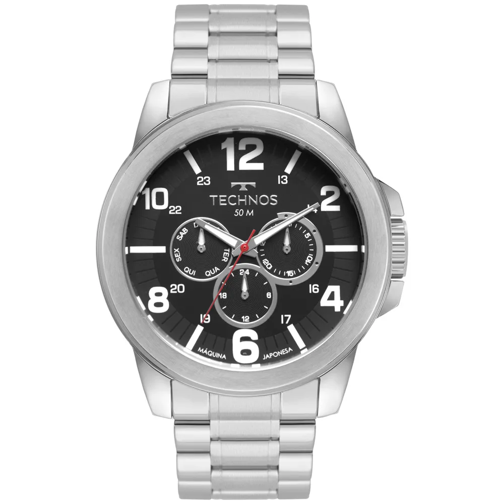 Relógio Technos Masculino Prata Cronógrafo Racer