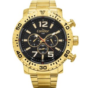 Relógio Condor Masculino Dourado Cronógrafo
