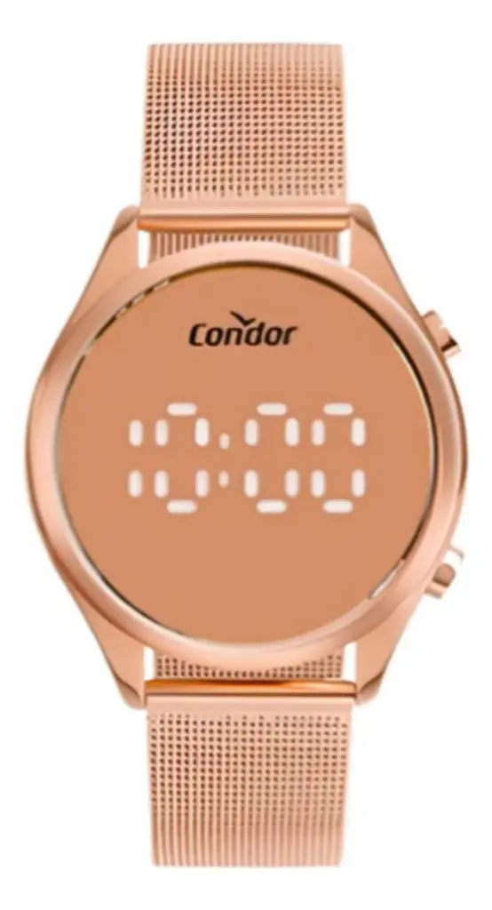 Relógio Condor Feminino Digital Aço Rosê Casual