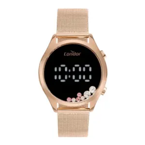 Relógio Condor Feminino Digital Aço Rosê Casual