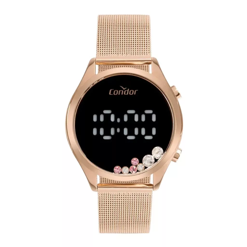 Relógio Condor Feminino Digital Aço Rosê Casual
