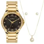 Kit Condor Feminino Relógio Dourado